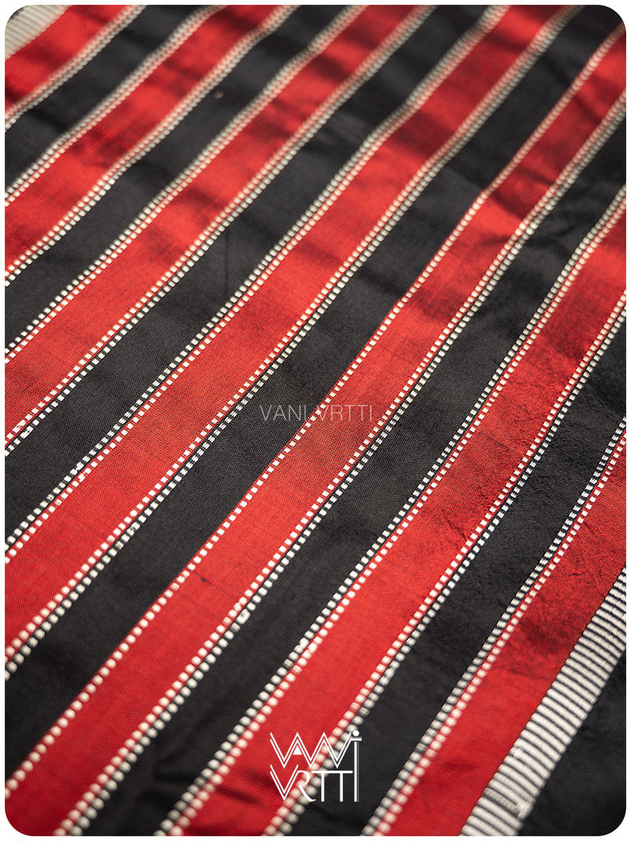 Black Laal Jaba Mulberry Silk Ikat Sari
