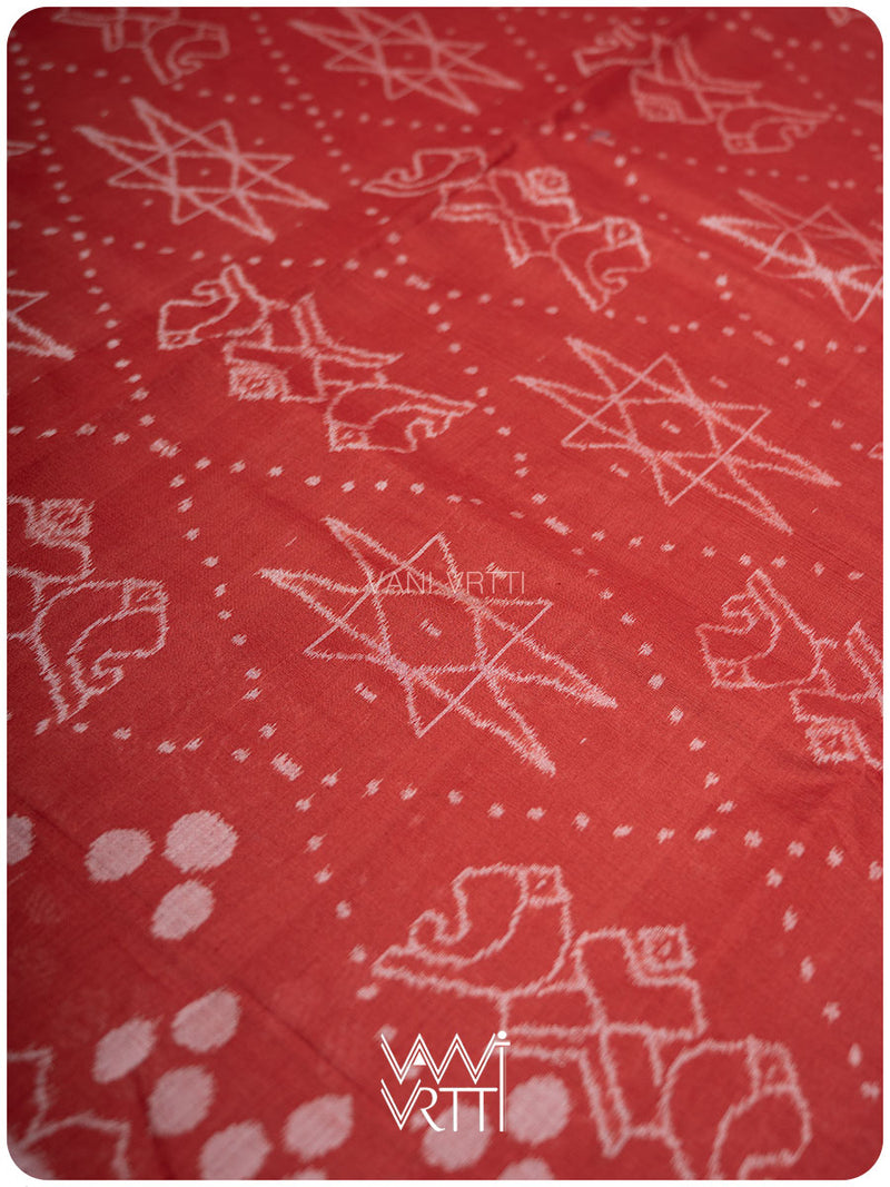 Manjistha Red Revival Jotai Natural Dyed Cotton Ikat Saree
