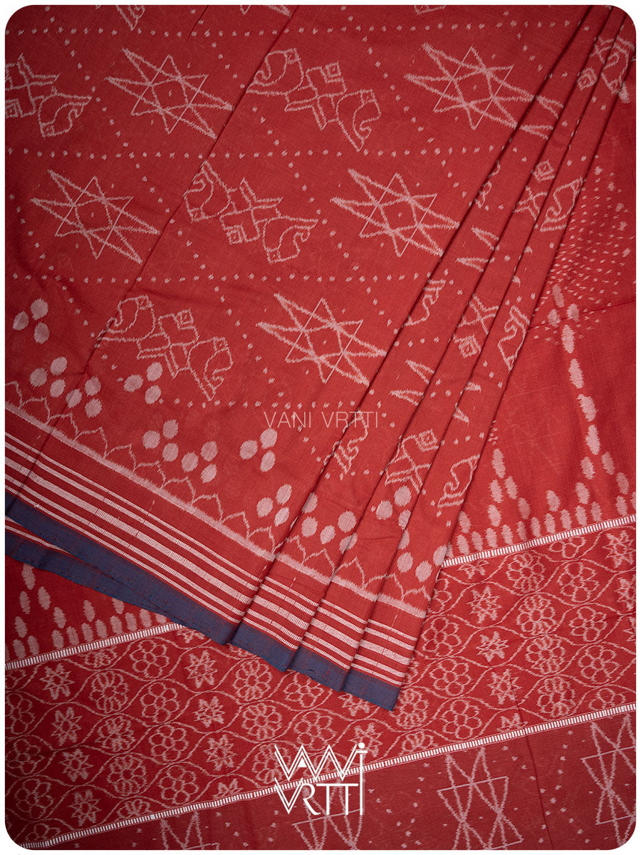 Manjistha Red Revival Jotai Natural Dyed Cotton Ikat Saree