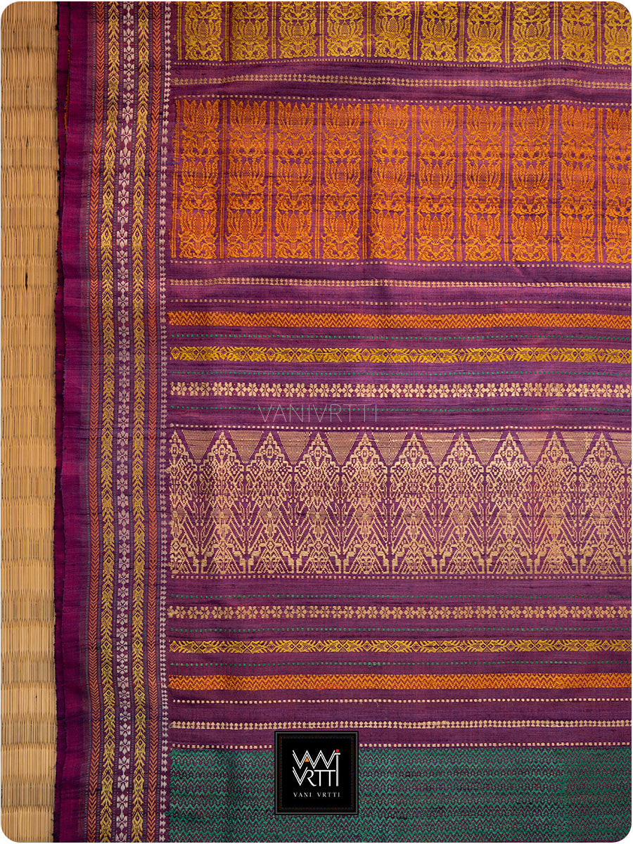 Burgundy Pink Purple Orange Ganga Jamuna Ananta Handspun Tussar Silk Saree