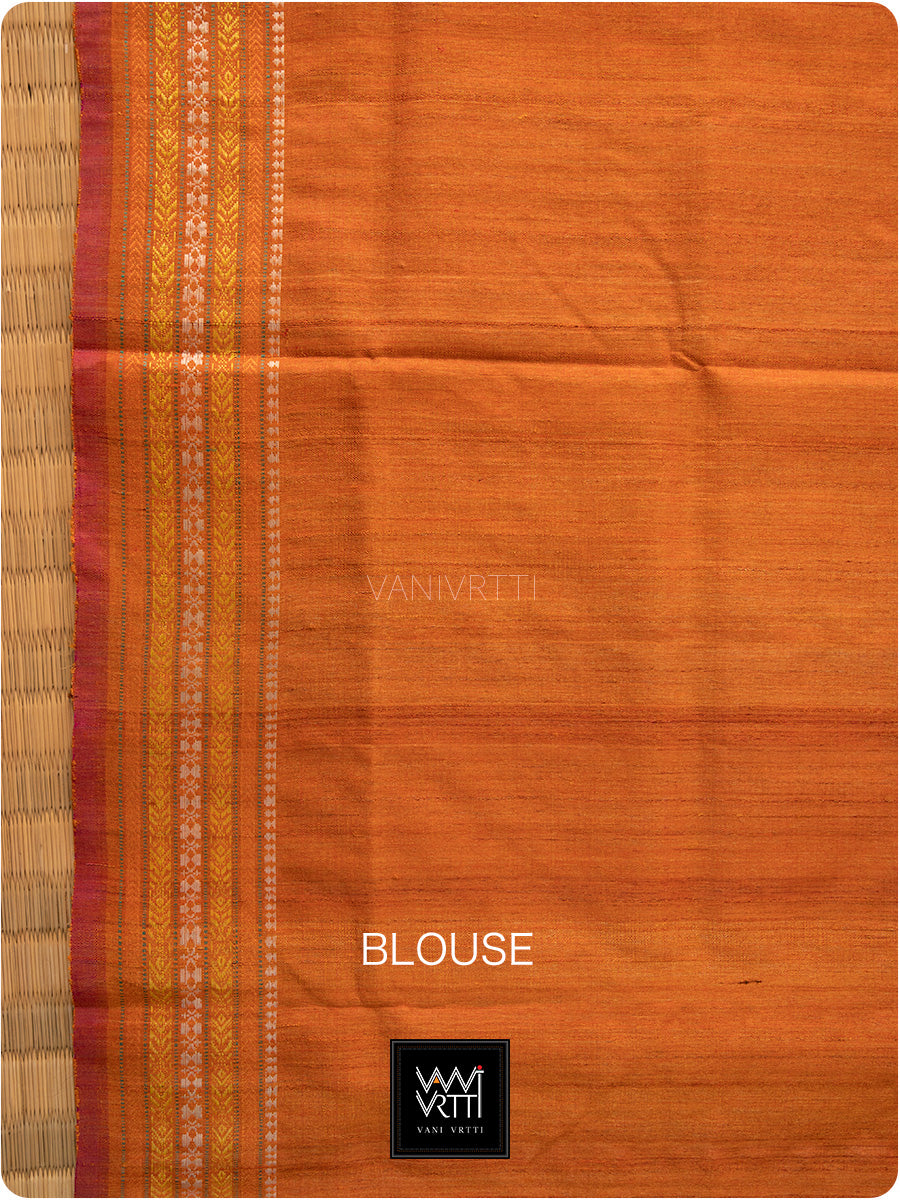 Burgundy Pink Purple Orange Ganga Jamuna Ananta Handspun Tussar Silk Saree