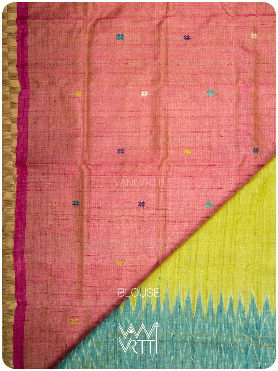 Banana Leaf Green Anjana Handspun Tussar Silk Saree