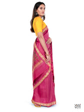 Pink Brahma Kamal Master Weave Exclusive Handspun Tussar Silk Saree