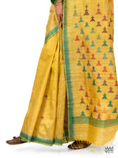 Banana Yellow Deomali Kondha Handspun Tussar Silk Sari