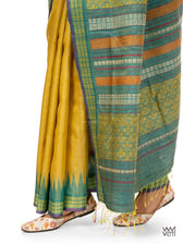 Banana Yellow Firozi Parijat Handspun Tussar Silk Saree