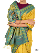 Banana Yellow Firozi Parijat Handspun Tussar Silk Saree