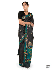 Slate Black Chilika Master Weave Exclusive Handspun Tussar Silk Saree