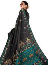 Slate Black Chilika Master Weave Exclusive Handspun Tussar Silk Saree