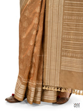 Khadi Brown Tree of Life Natural Dyed Mulberry Silk Ikat Saree