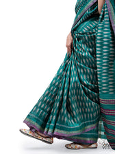 Emerald Green Kadamba Ikat Handspun Tussar Silk Saree