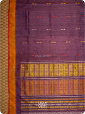 Brownish Purple Ananta Handspun Tussar Silk Sari