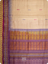 Off White Pink Purple Ganga Jamuna Ananta Handspun Tussar Silk Saree