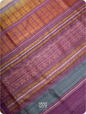 Off White Pink Purple Ganga Jamuna Ananta Handspun Tussar Silk Saree