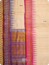 Off White Pink Purple Ganga Jamuna Ananta Handspun Tussar Silk Saree