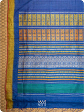 Royal Blue Mustard Ananta Handspun Tussar Silk Saree