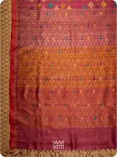 Maroon Mustard Parijat Handspun Tussar Silk Saree