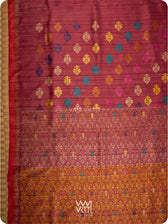 Maroon Mustard Parijat Handspun Tussar Silk Saree