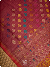 Maroon Mustard Parijat Handspun Tussar Silk Saree