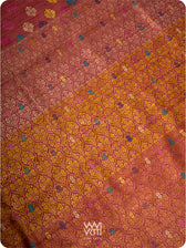Maroon Mustard Parijat Handspun Tussar Silk Saree