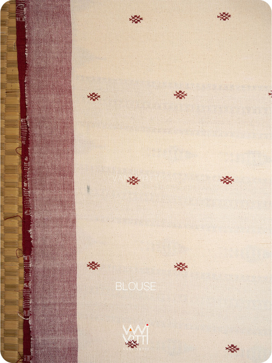 White Madder Maroon Tribal Masterweave Kotpad Sari