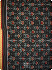Black Laal Jaba Single Ikat Fine Cotton Saree