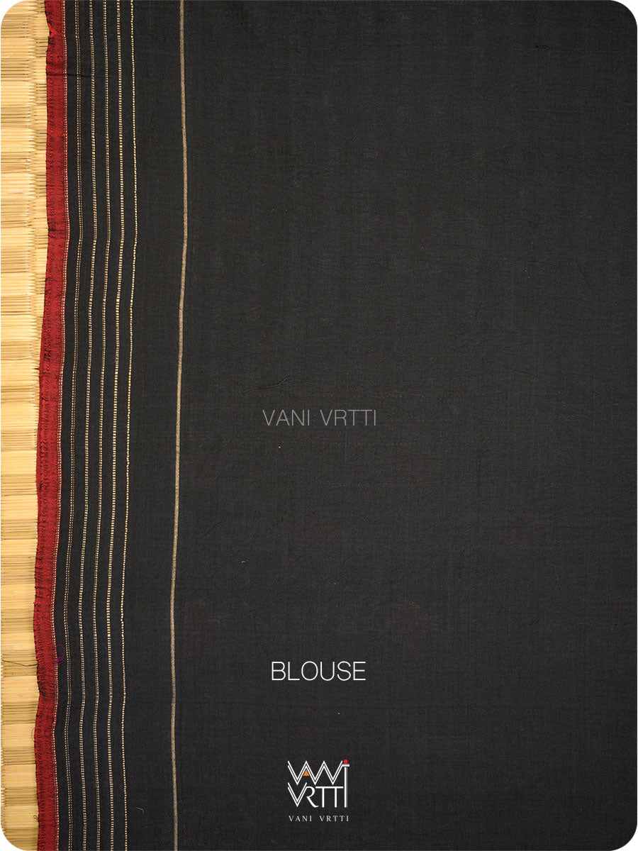 Black Laal Jaba Single Ikat Fine Cotton Saree