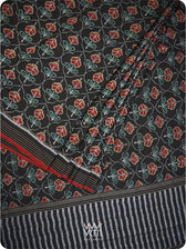 Black Laal Jaba Single Ikat Fine Cotton Saree