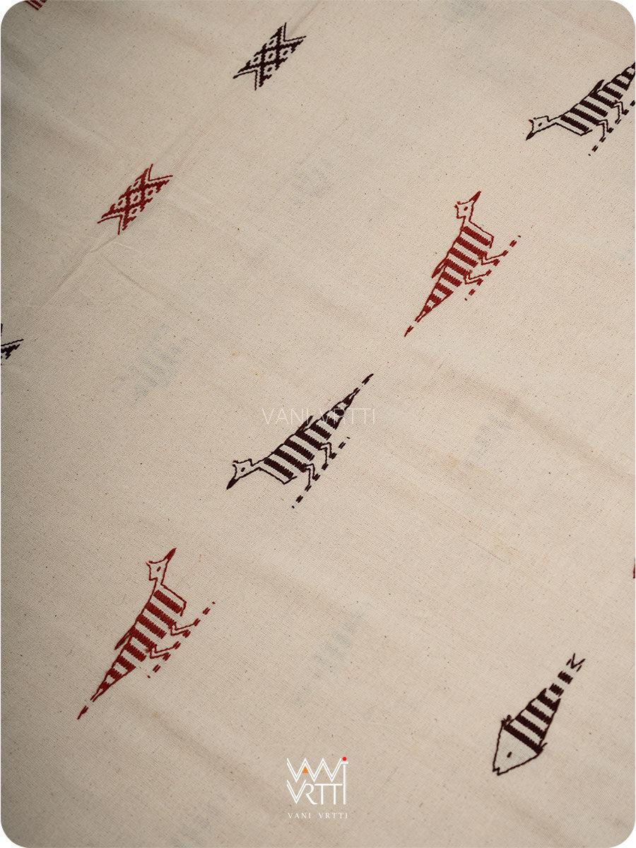 White Black Madder Maroon Bird Masterweave Cotton Kotpad Sari