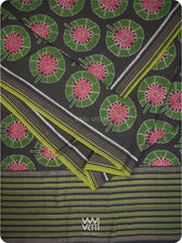 Black Green Lily Pond Cotton Ikat Saree