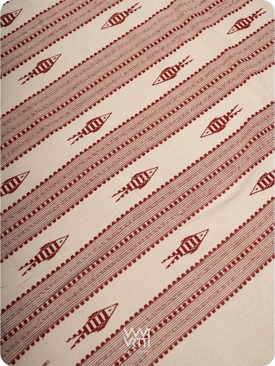 Off White Madder Maroon Tribal Masterweave Kotpad Sari