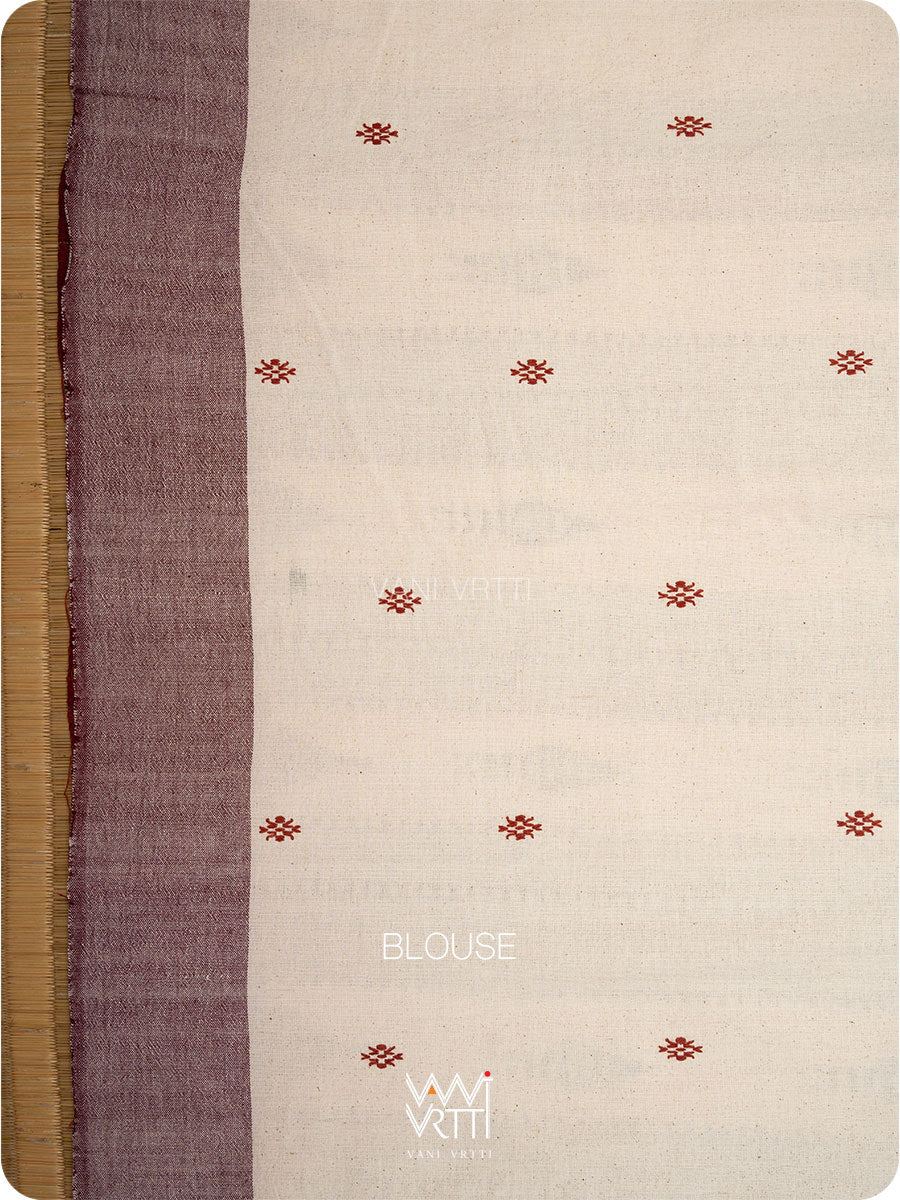 Off White Madder Maroon Tribal Masterweave Kotpad Sari