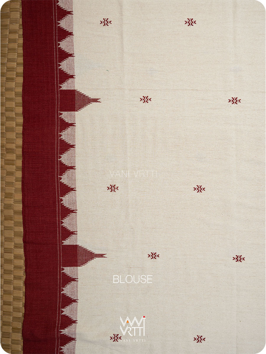 Off White Madder Red Tribal Wedding Cotton Kotpad Sari