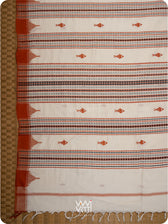 Off White Orange Natural Dyed Kotpad Cotton Saree