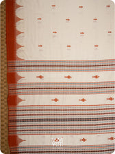 Off White Orange Natural Dyed Kotpad Cotton Saree