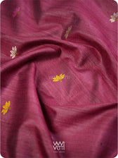 Deep Burgundy Pink Lotus Parrot Jaal Designer Exclusive Handspun Handwoven Tussar Silk Saree