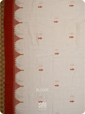 Off White Orange Natural Dyed Kotpad Cotton Saree