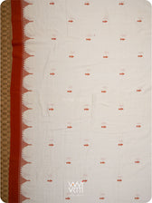 Off White Orange Natural Dyed Kotpad Cotton Saree