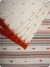 Off White Orange Natural Dyed Kotpad Cotton Saree