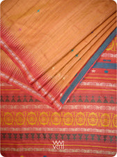 Rust Orange Red Airavata Konark Double Palla Handspun Tussar Silk Saree