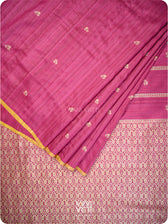 Wine Pink Gulab Jaal Master Weave Exclusive Handspun Tussar Silk Saree