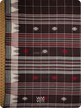 Deep Coffee Checks Peacock Cotton Kotpad Sari