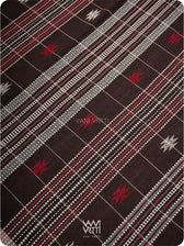 Deep Coffee Checks Peacock Cotton Kotpad Sari