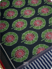 Black Lily Pond Cotton Ikat Saree