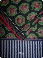 Black Lily Pond Cotton Ikat Saree