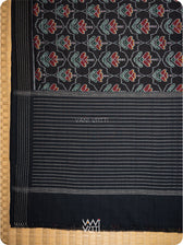 Black Laal Jaba Single Ikat Fine Cotton Saree