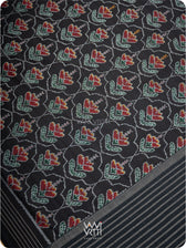 Black Laal Jaba Single Ikat Fine Cotton Saree