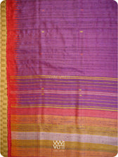 Reddish Purple Ganga Jamuna Kondha Handspun Tussar Silk Saree