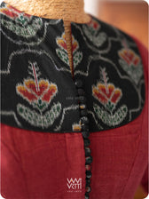 Laal Jaba Cotton Ikat Yoke Madder Kotpad Cotton Blouse