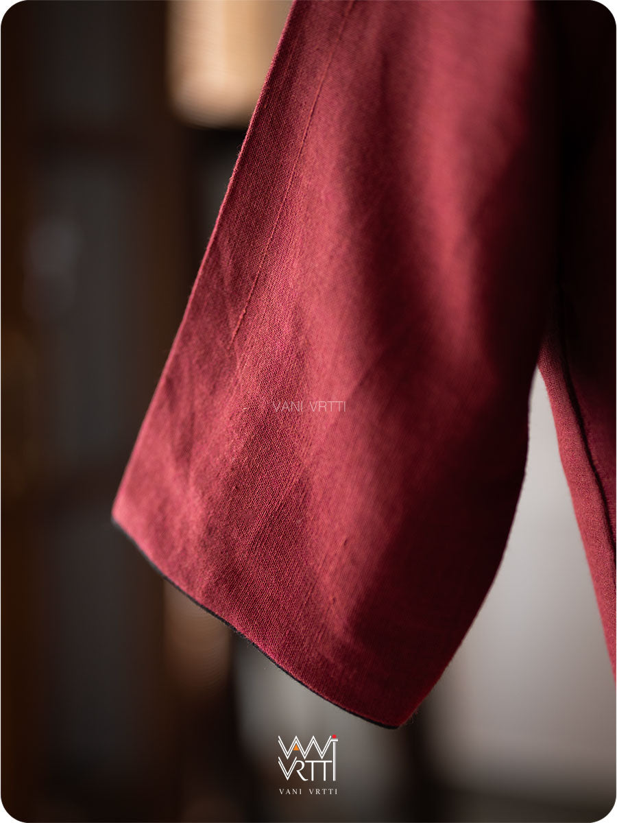 Laal Jaba Cotton Ikat Yoke Madder Kotpad Cotton Blouse