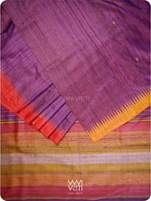Reddish Purple Ganga Jamuna Kondha Handspun Tussar Silk Saree